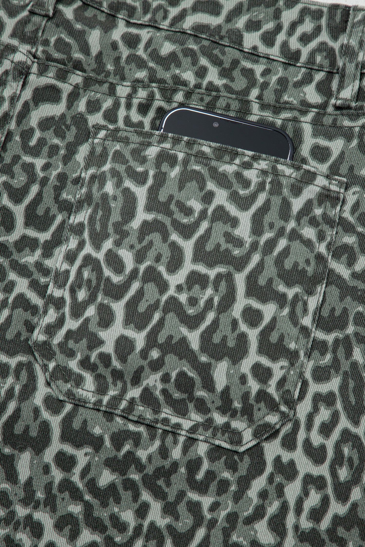 Brown Leopard Frayed Edge Wide Leg High Waist Jeans