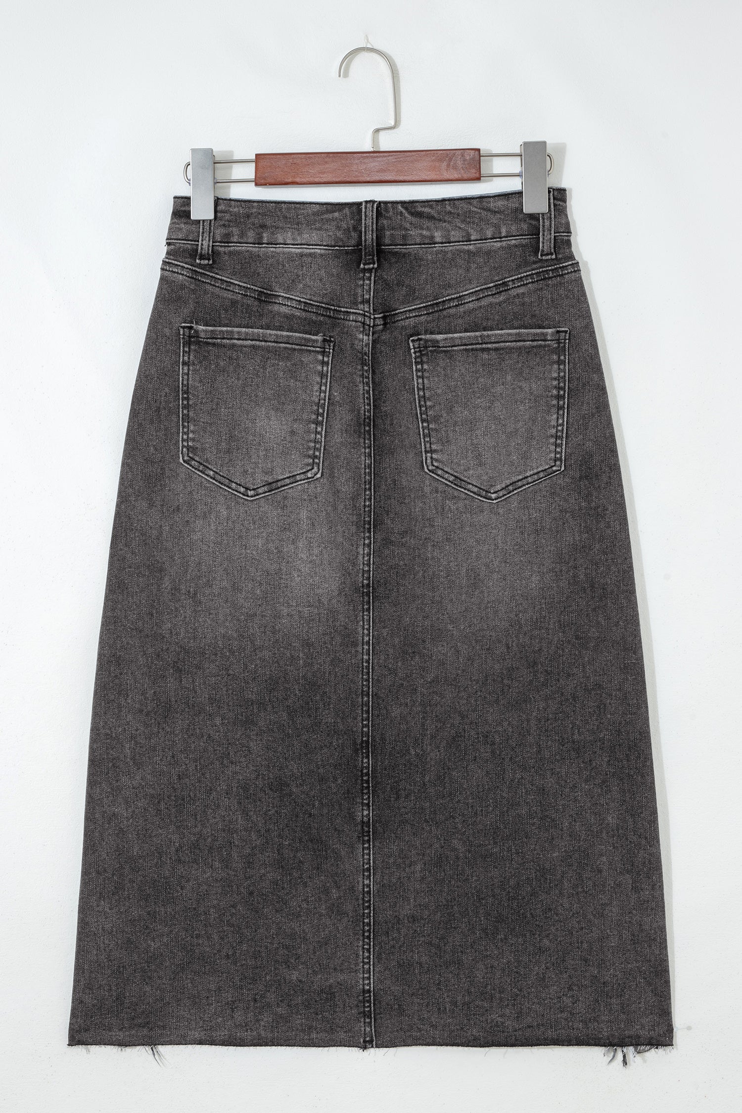 Dearlove Myosotis Irregular Distressed Bottom Denim Midi Skirt