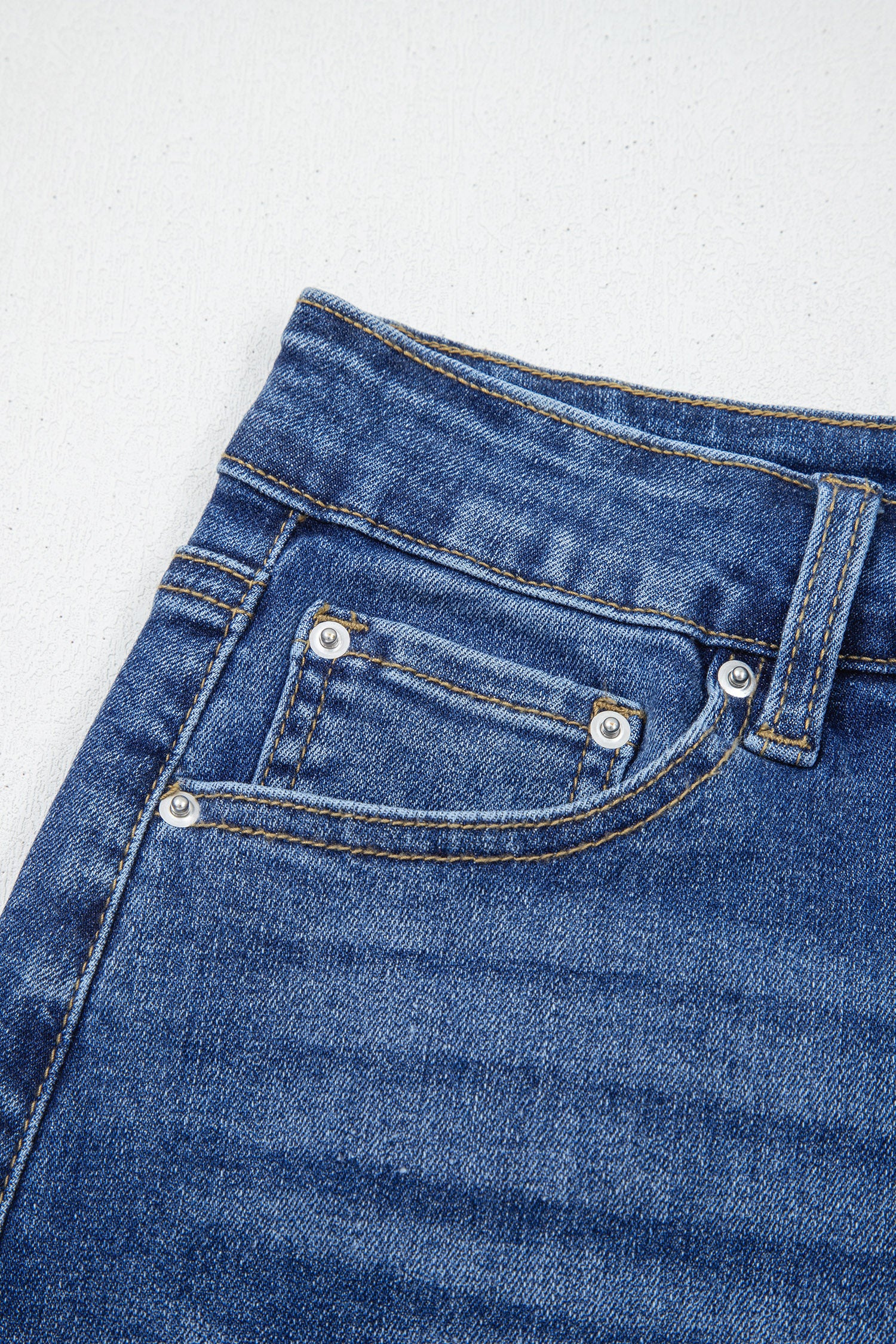 Dearlove Myosotis Irregular Distressed Bottom Denim Midi Skirt