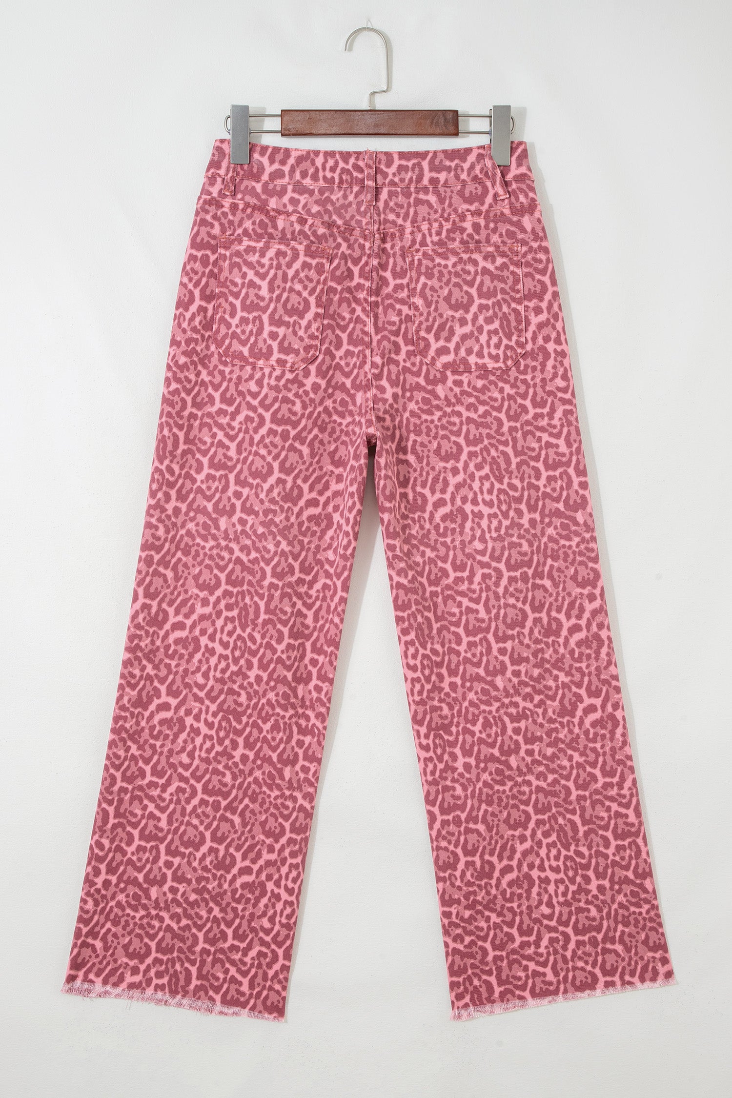 Brown Leopard Frayed Edge Wide Leg High Waist Jeans