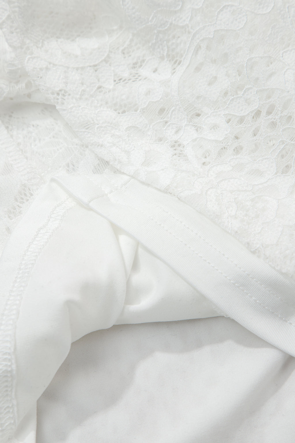 White Tie Spaghetti Straps Floral Lace Overlay Long Dress