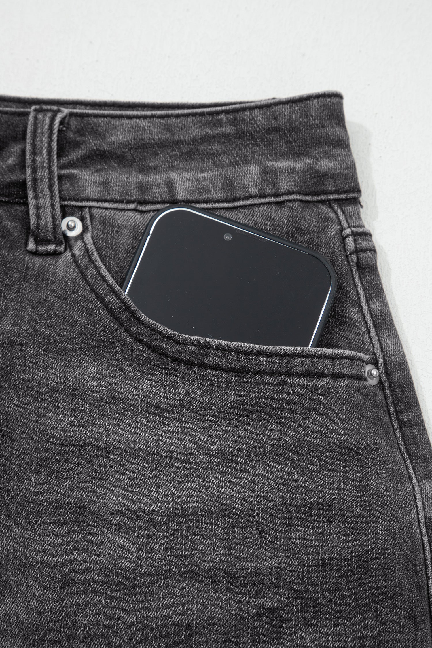 Dearlove Myosotis Irregular Distressed Bottom Denim Midi Skirt