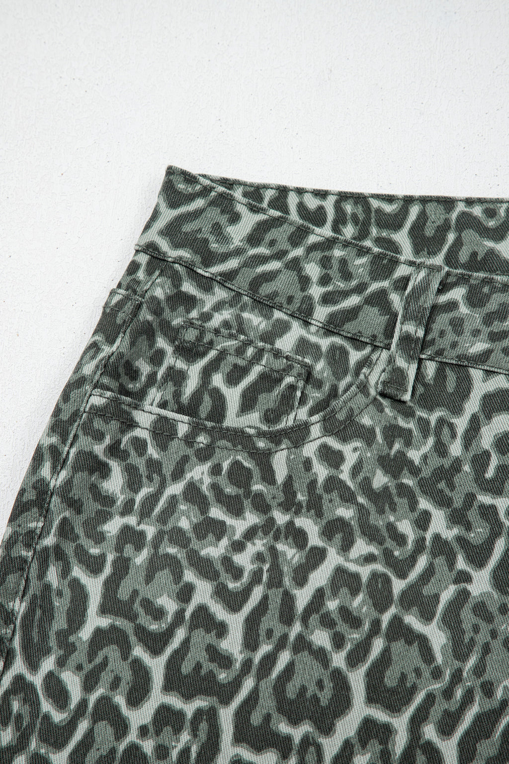 Brown Leopard Frayed Edge Wide Leg High Waist Jeans