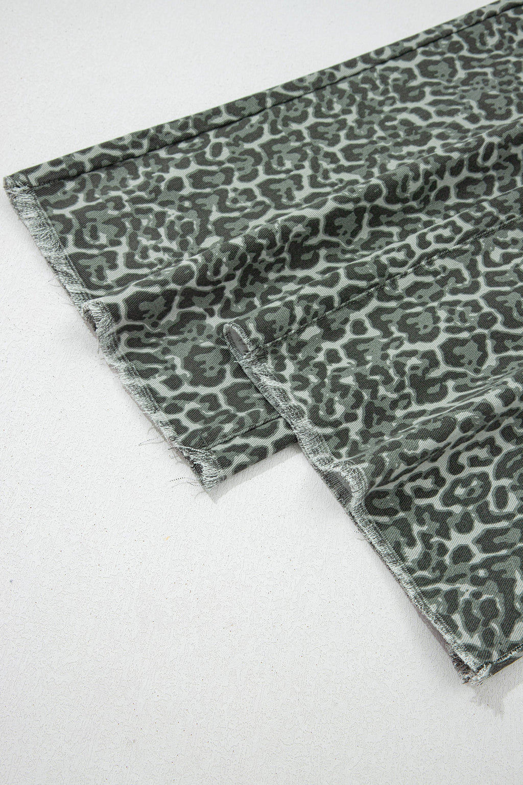 Brown Leopard Frayed Edge Wide Leg High Waist Jeans