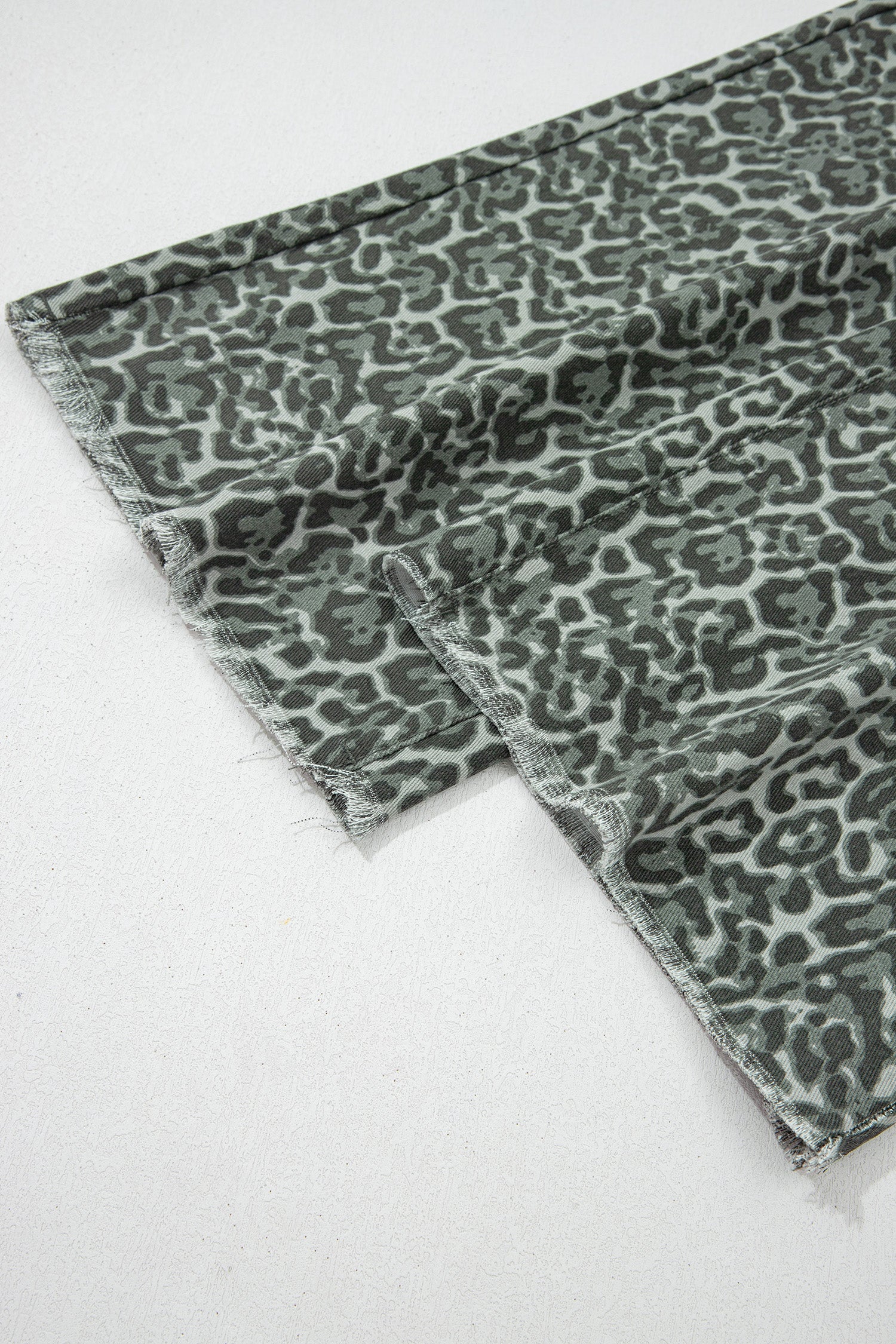 Brown Leopard Frayed Edge Wide Leg High Waist Jeans