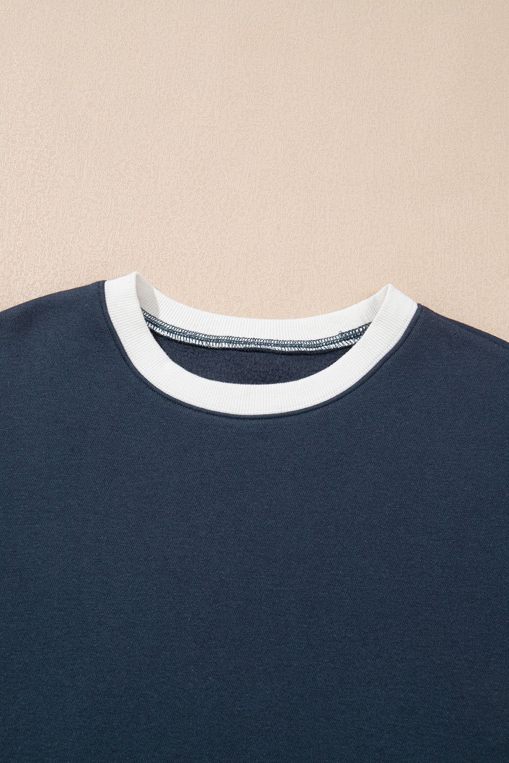 Navy Blue Drop Shoulder Loose Sweatshirt and Joggers Active Set