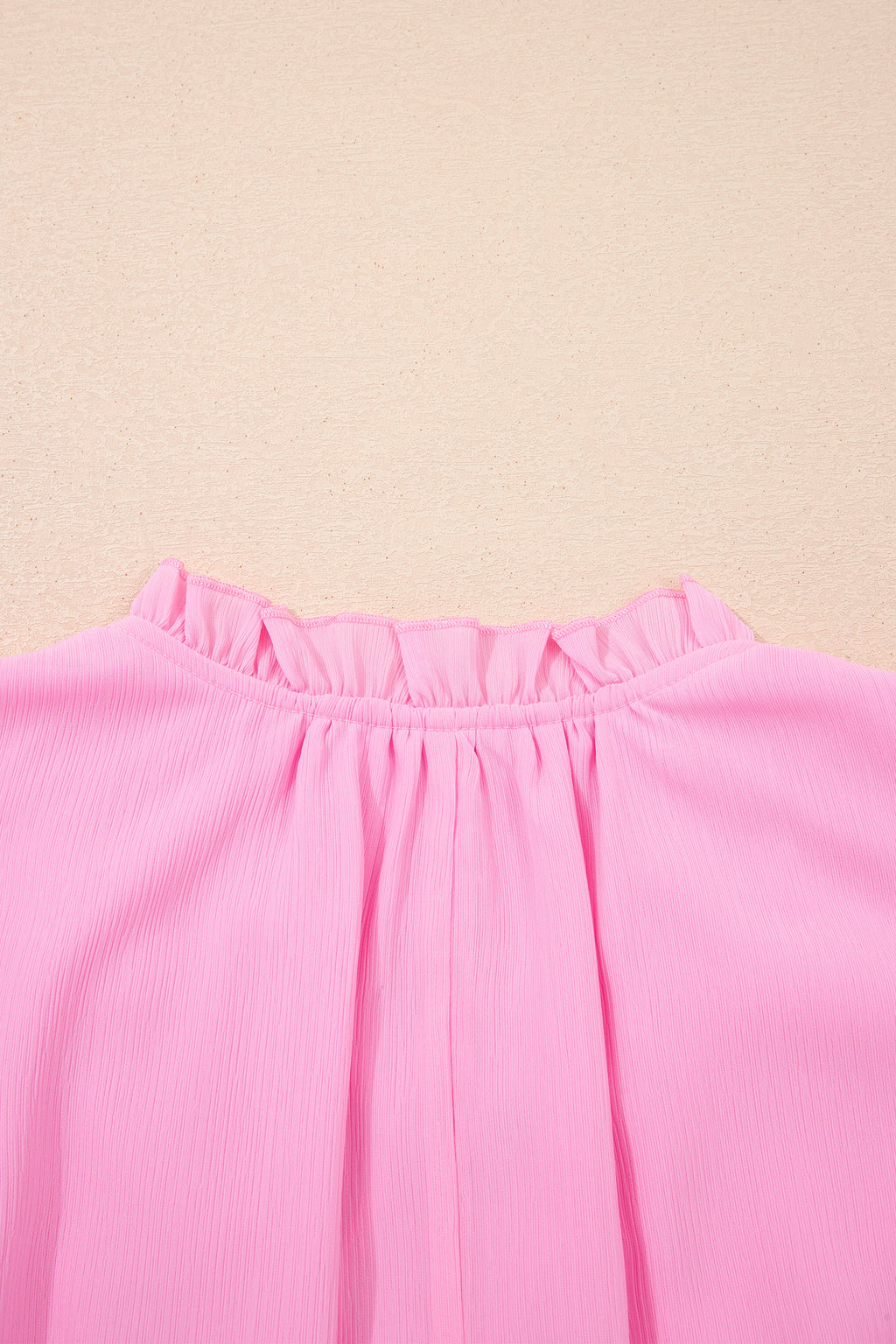 Bonbon Plus Size Textured Tassel Tie V Neck Ruffle Short Sleeve Blouse