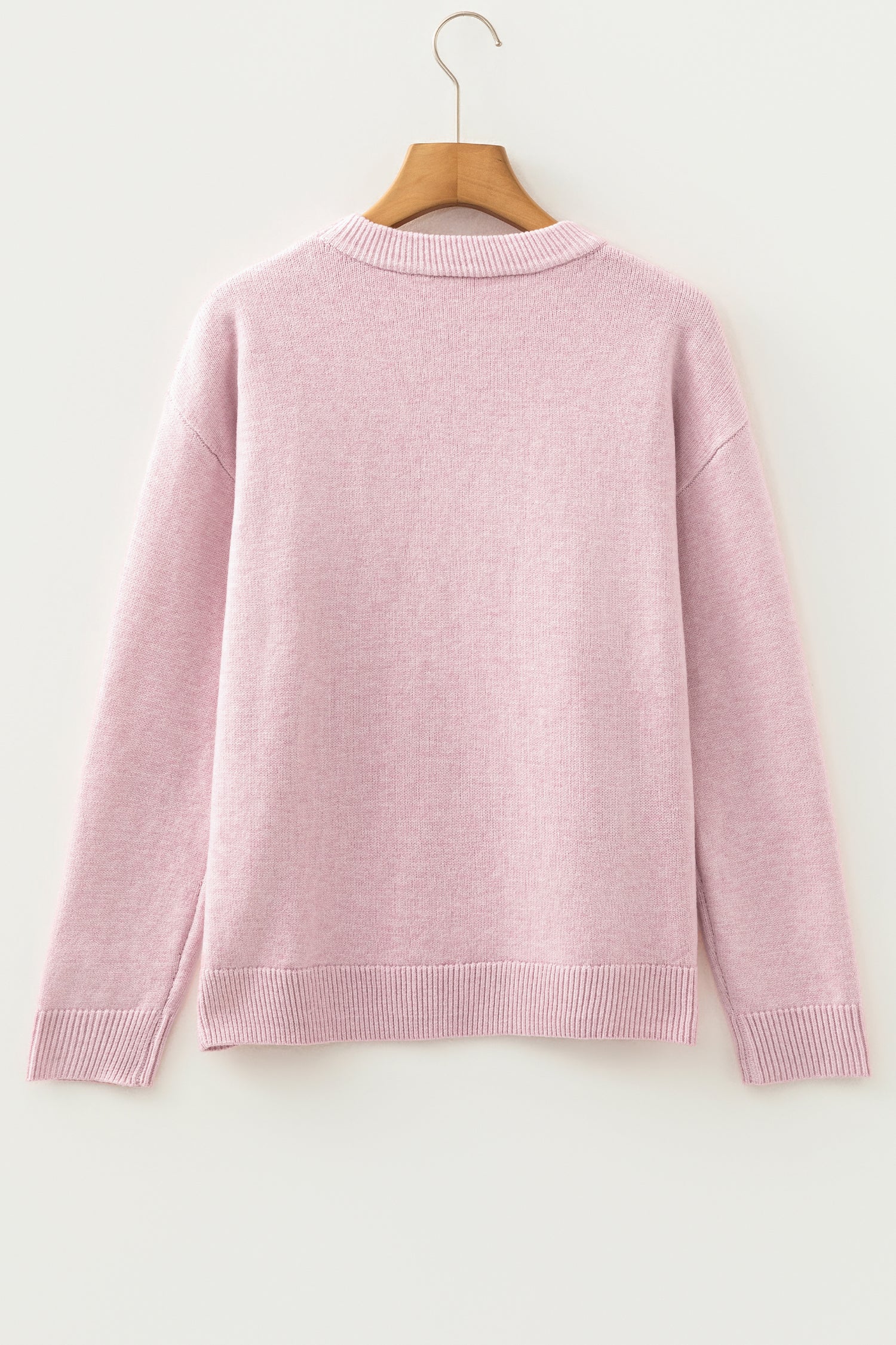 Pink Corded Love Script Graphic Baggy Sweater