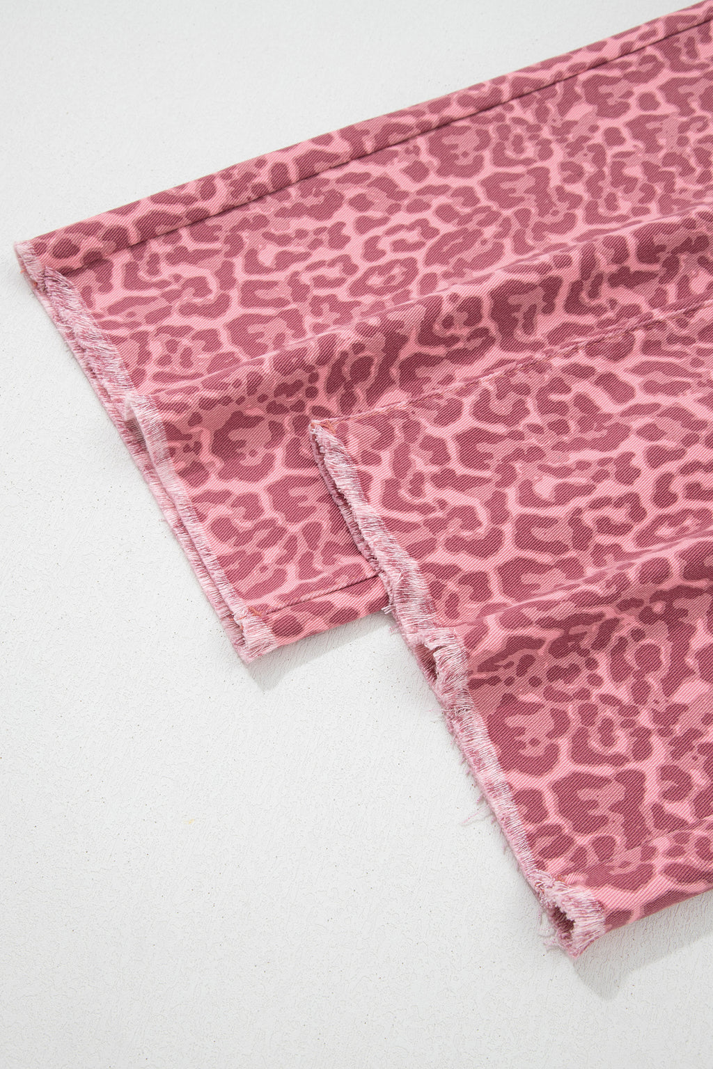 Brown Leopard Frayed Edge Wide Leg High Waist Jeans