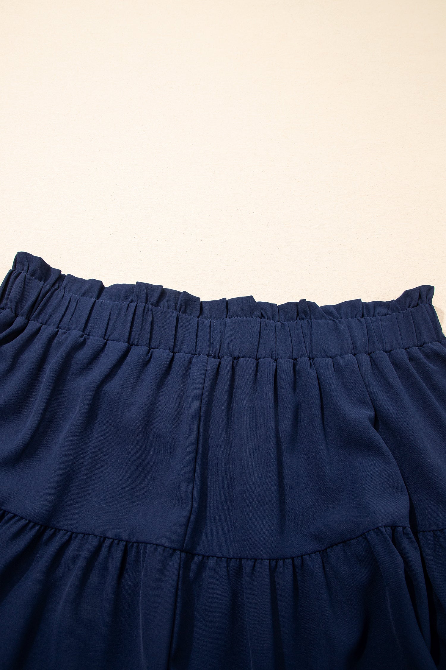 White Plus Size Frilled Elastic Waist Lace Trim Boho Ruffled Shorts