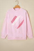 Light Pink Sweetheart Patchwork Oversize Sweatshirt