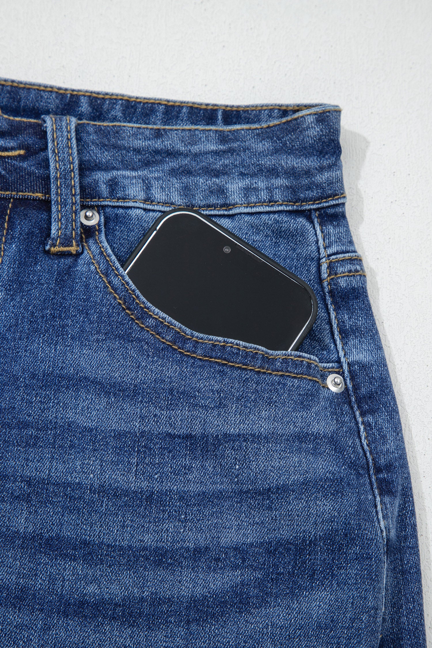 Dearlove Myosotis Irregular Distressed Bottom Denim Midi Skirt