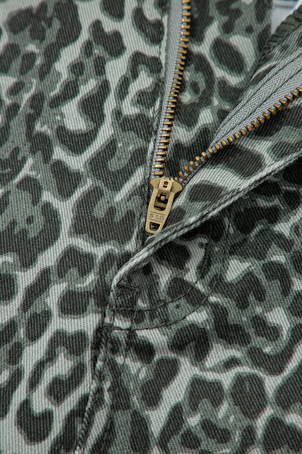 Brown Leopard Frayed Edge Wide Leg High Waist Jeans