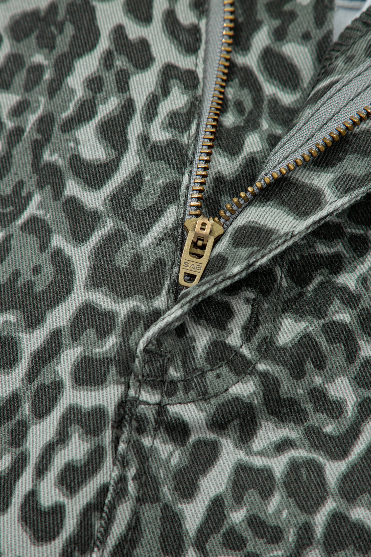 Brown Leopard Frayed Edge Wide Leg High Waist Jeans